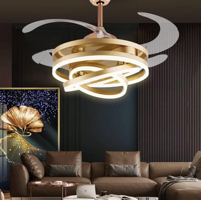 Golden Rings Fan Chandelier image 2