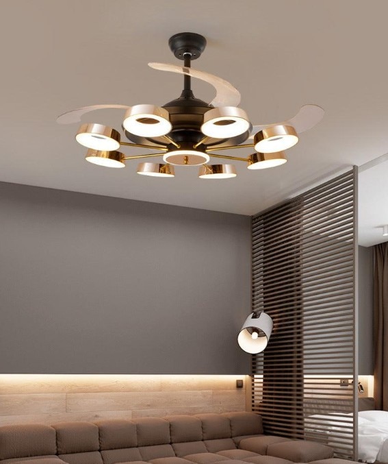 Golden Rings Ceiling Fan Chandelier image 2