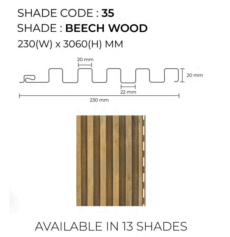 PARE VERTICA PANEL (BEECH WOOD) - 10 Feet image 2