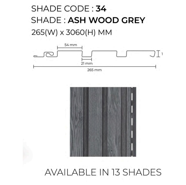 PARE LOUVERS PANEL (ASH WOOD GREY) - 10 Feet image 2