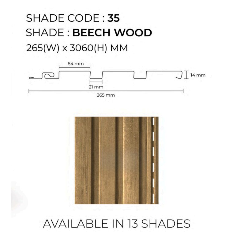 PARE LOUVERS PANEL (BEECH WOOD) - 10 Feet image 2