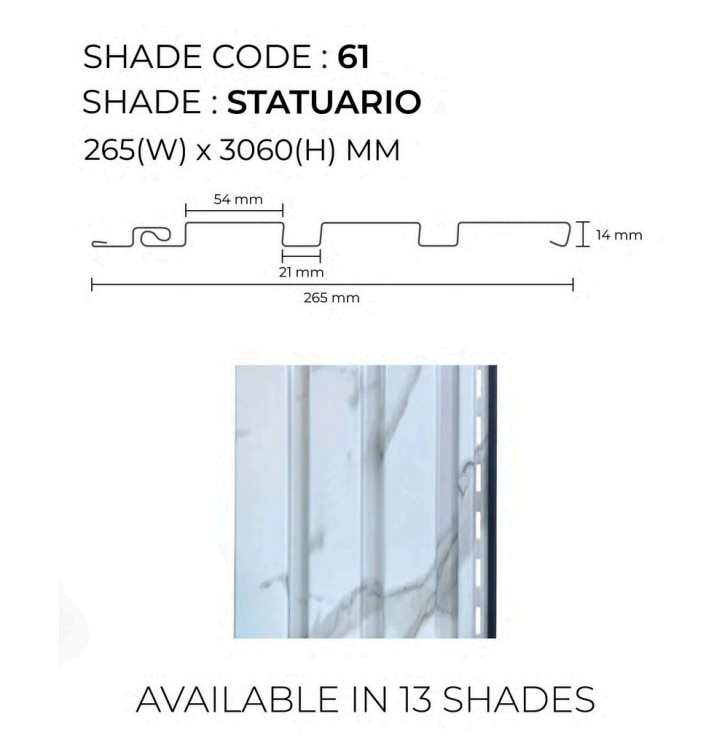 PARE LOUVERS PANEL (STATUARIO) - 10 Feet image 2