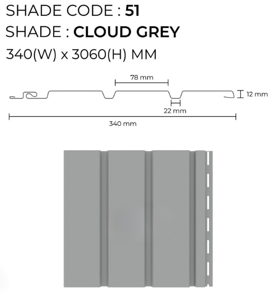 PARE Soffit Panel (Cloud Grey) - 10 feet image 2