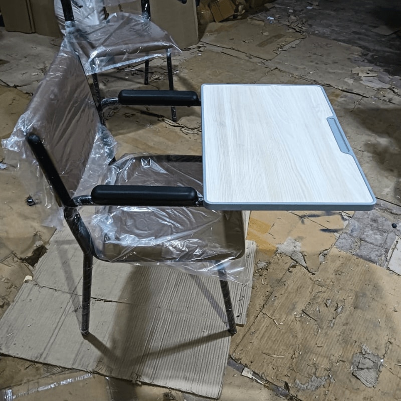 Leatherette Training Room Chair With Full Writing Pad image 3