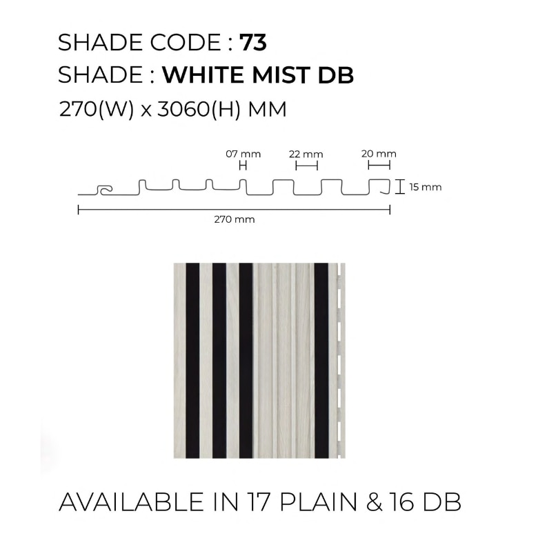 Louver PVC Wall Panel | White Mist Dual Black Unic Panels | Elegant and Contemporary Design for Stylish Spaces image 2