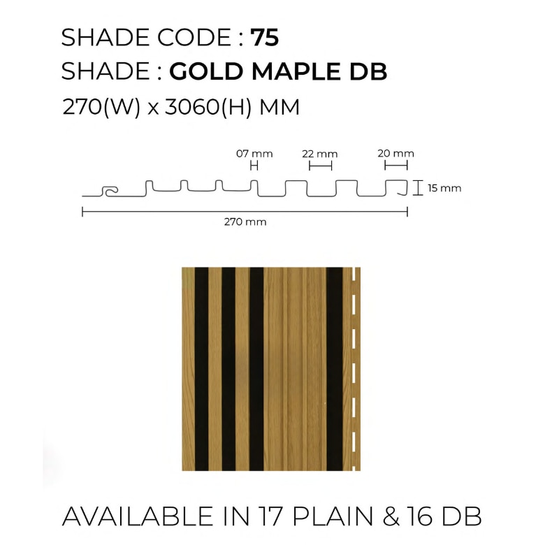 Fluted Interior Wall Panel | Gold Maple Dual Black Unic Panels | Luxurious and Stylish Design for Sophisticated Interiors image 2