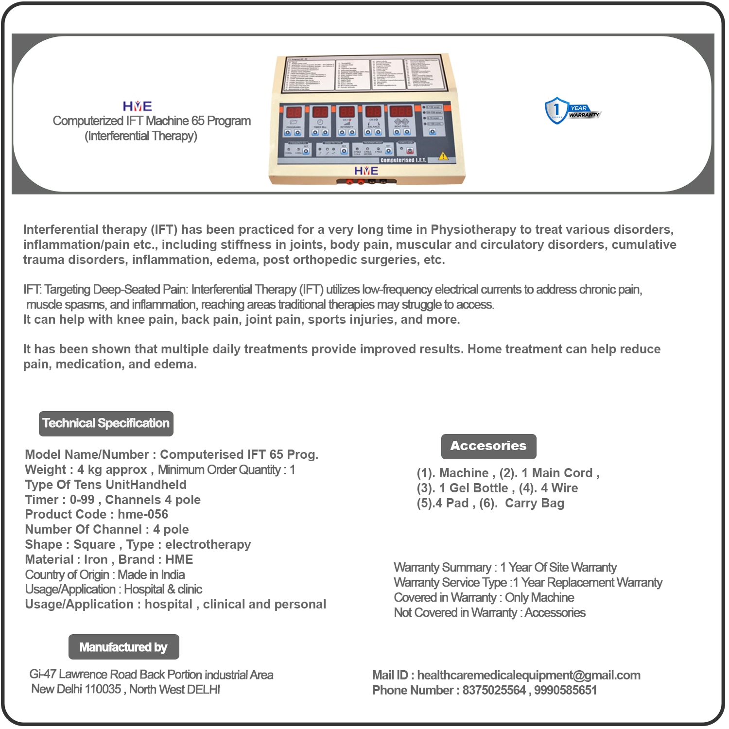 ift 65 Computerized IFT Machine 65 Program (Interferential Therapy) image 2