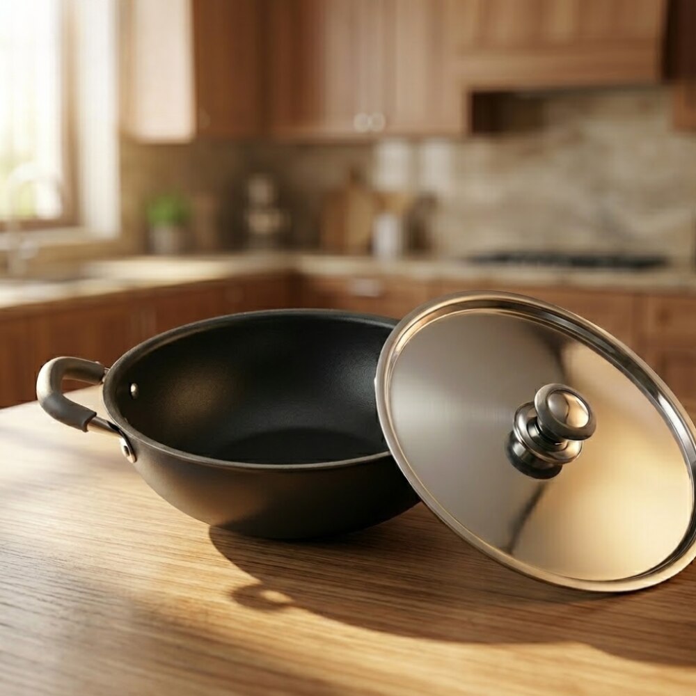 Black Rynox Non Stick Kadai image 3