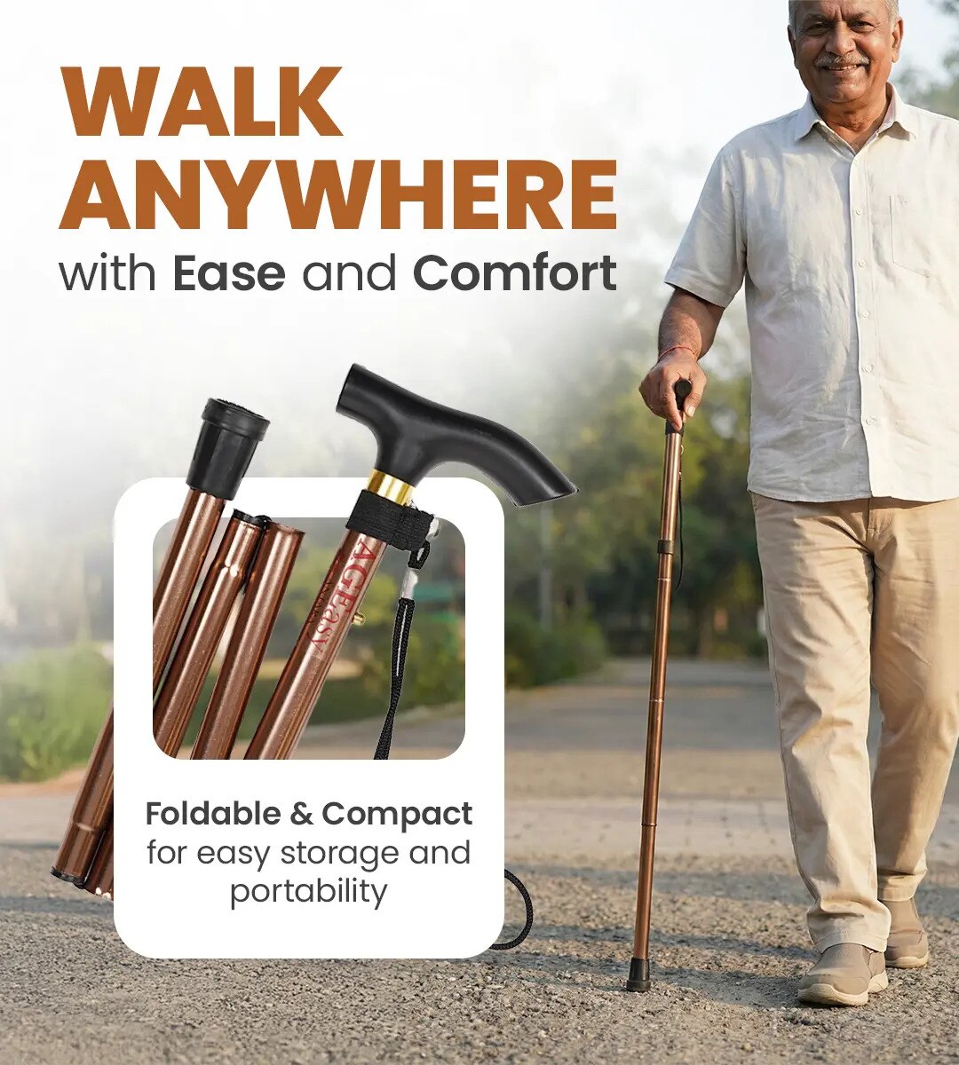 Foldable Walking Stick (Copper) image 2