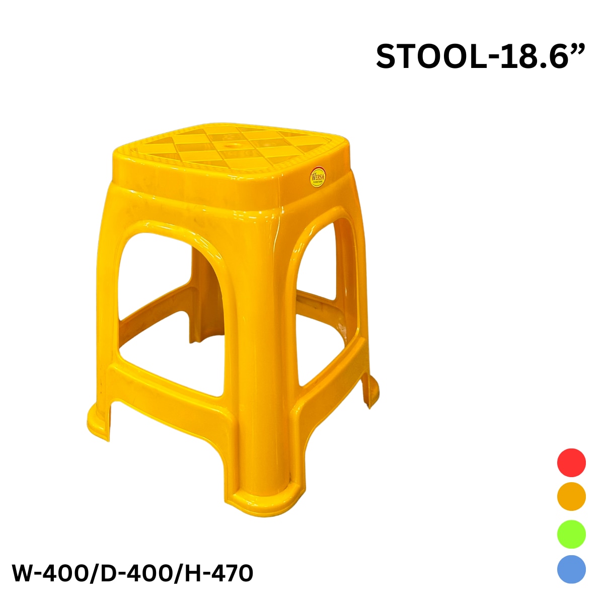 WERSA 18.6 Inch Heavy Duty Plastic Stool – Red, Orange, Green & Sky Blue image 3