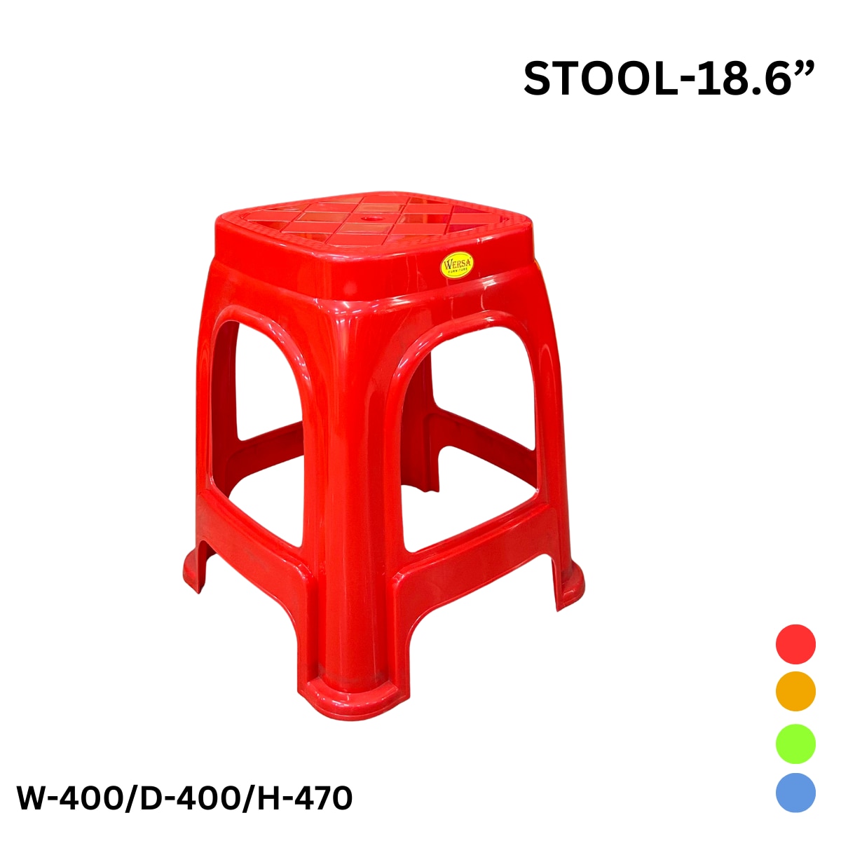 WERSA 18.6 Inch Heavy Duty Plastic Stool – Red, Orange, Green & Sky Blue image 4