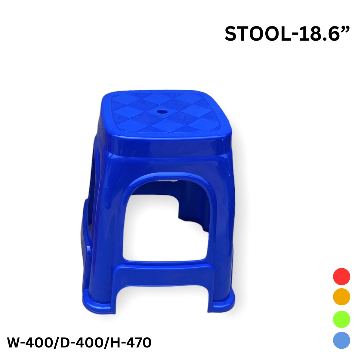 WERSA 18.6 Inch Heavy Duty Plastic Stool – Red, Orange, Green & Sky Blue image 2