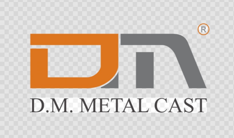 D M metal cast logo
